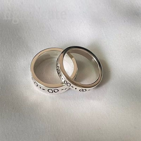 

4mm skull ring for women lover designer rings simplicity popular titanium steel hip hop bague homme lucky retro letter alloy mens ring fashi, Silver