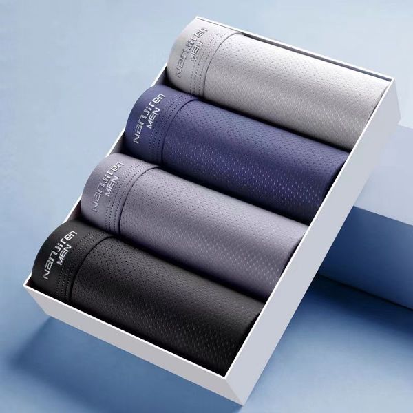 

underpants men's boxing underwear ice silk underwear mesh underwear lightweight shorts men's elastic underwear 230407, Black;white