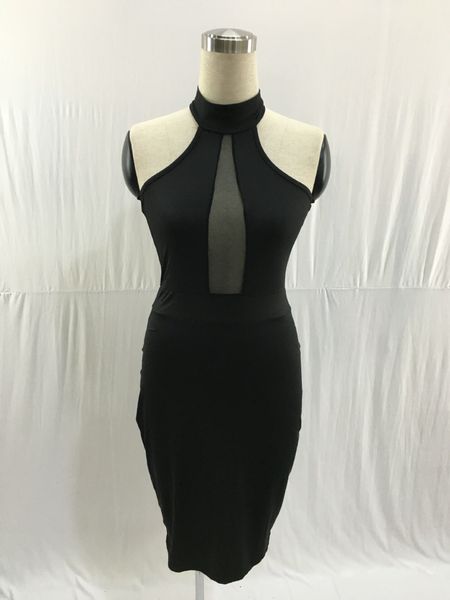 

2023 summer casual dresses sleeveless midi bodycon dress backless for women dress club wear elegant mesh party dresses, Black;gray