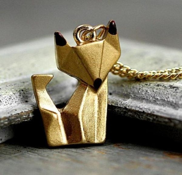 

s1901 fashion jewelry golden fox necklace flexagon fox pendant necklace5355032, Silver