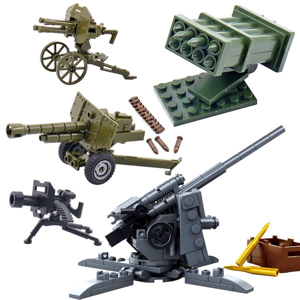 

kits ww2 88mm flak maxim gun cannon missile diy military war weapon soldier moc playmobil model building block brick children kid toy p23040