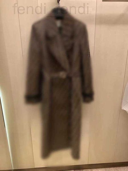 

women's cape designer 22 autumn and winter classic double pattern jacquard long belt trench coat gp1e, Black