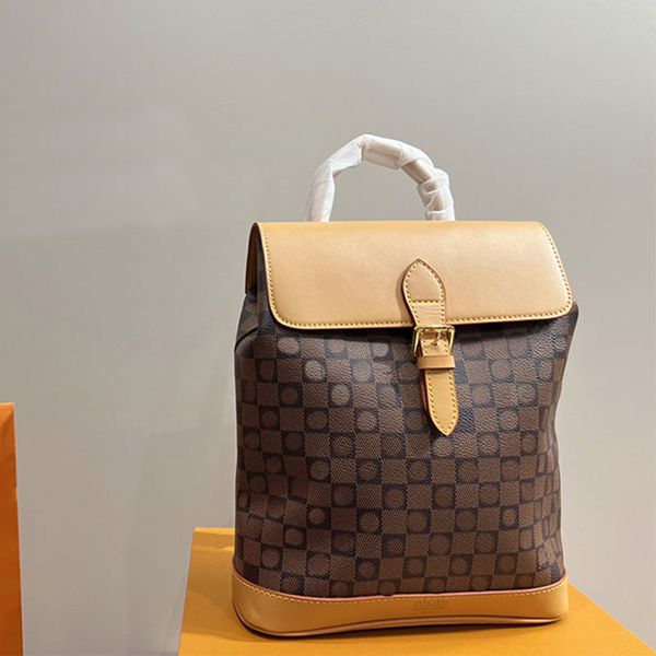 

checkerboard backpack crossbody handbags women shoulder bags internal zipper pocket genuine leather tote handbag classic letter prints