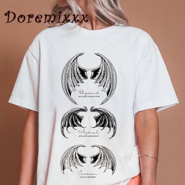

womens tshirt the night court graphic t shirt for menwomen tees summer short sleeve acotar bat tshirt harajuku streetwear fashion woman 230, White