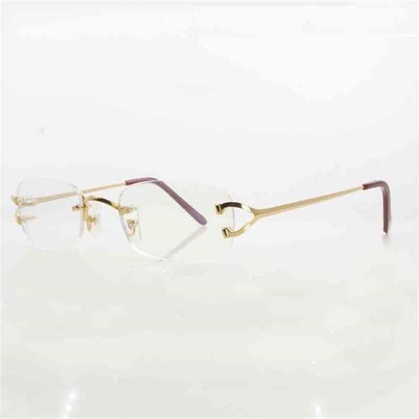 

2023 designer glasses new vintage for women metal clear rimless optical frame womens glasses designer men accessories 01, White;black