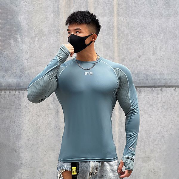 

mens tshirts long sleeve sports bodybuilding stretch tight show muscle basketball training fast dry tights gym longsleeved shirt 230407, White;black