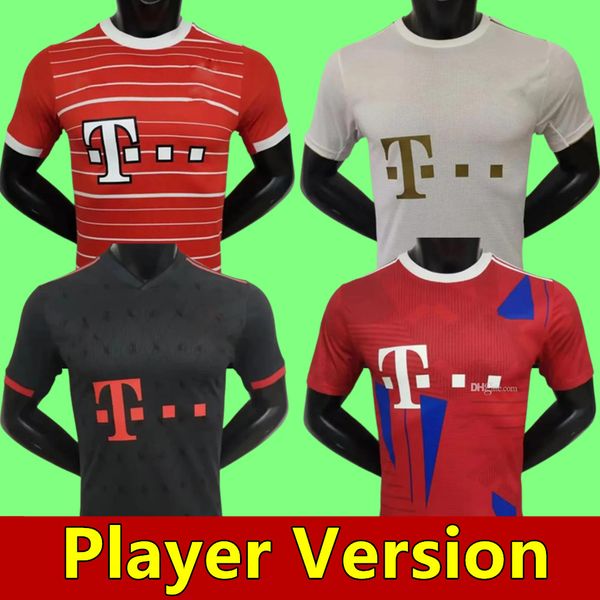 

player version 22 23 bayerns munich soccer jerseys de ligt sane 2023 football shirt hernandez goretzka gnabry kimmich camisa de futebol thai, Black