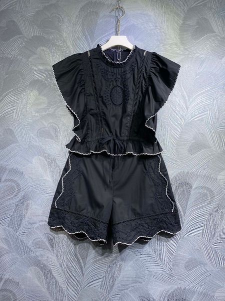 

2023 spring new women's dress cotton hollow with shorts set, White