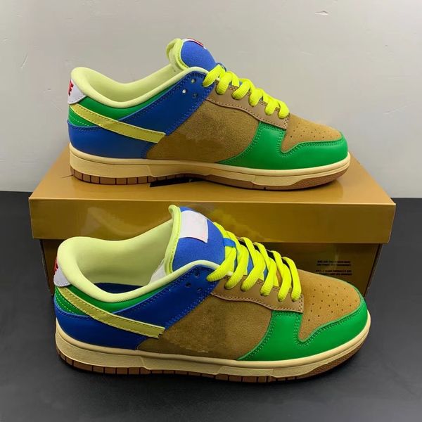

new skate shoes low brooklyn projects yellow green blue skateboarding shoes sports trainers sneakers with box