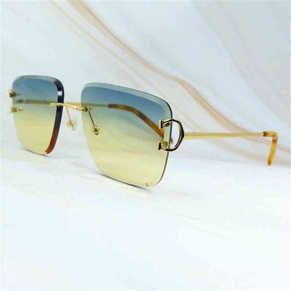

2023 designer glasses new diamond cut men accessories luxury designer rimless classic sunglasses women vintage shades eyewear, White;black