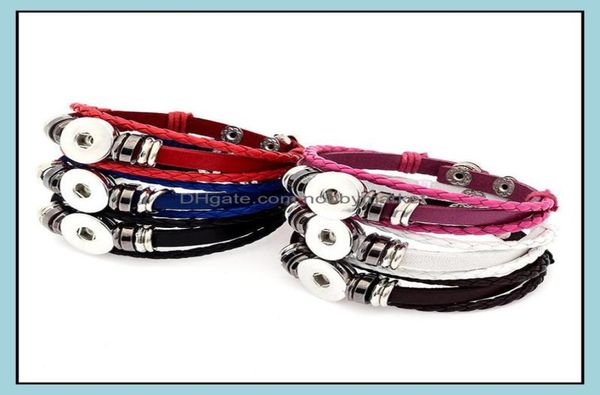 

charm bracelets jewelry arrival noosa snap buttons bracelet 18mm ginger snaps mtilayer braided wrap for womenmen s fashion drop 8361550, Golden;silver