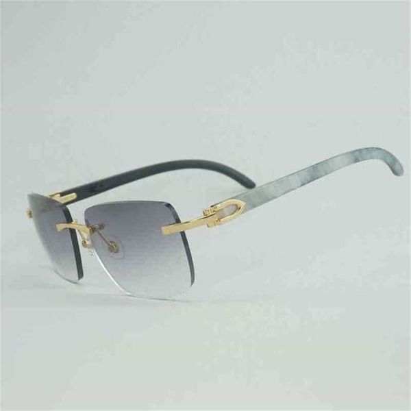 

2023 designer glasses new natural buffalo horn sunglasses men wood rimless gafas for driving club clear glasses frame culos shades 012b, White;black