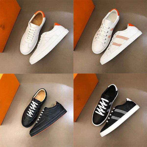

low-shoes cowhide fashion 2023 new luxury brand h-letter sneakers men's comfortable and casual flat shoes, Black