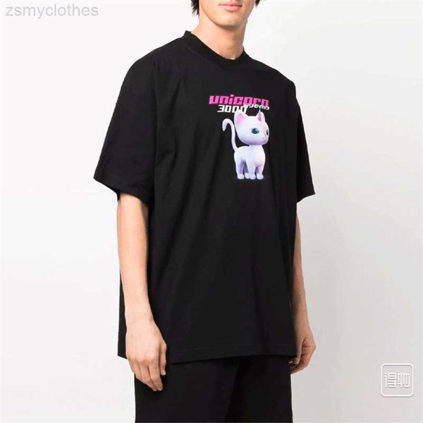 

men's t-shirts vetements spring and summer new rabbit printed cotton round neck t-shirts for men and women, White;black