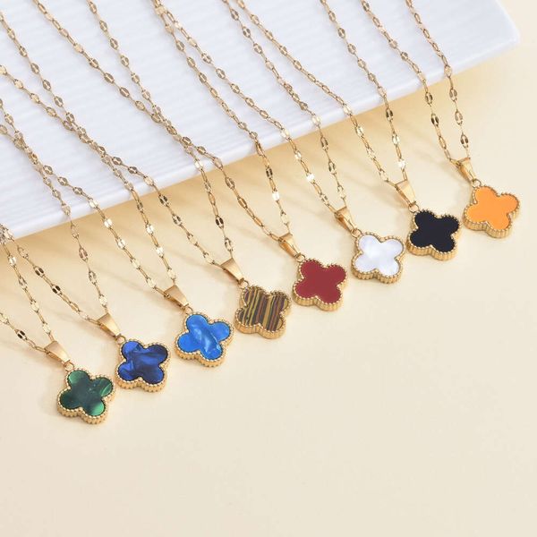 

Classic designer jewelry Four-leaf Clover Necklace jewelrys High version Natural Double Sided Fritillaria 18k Gold Necklace for Girls with Advanced Sense Van Clee