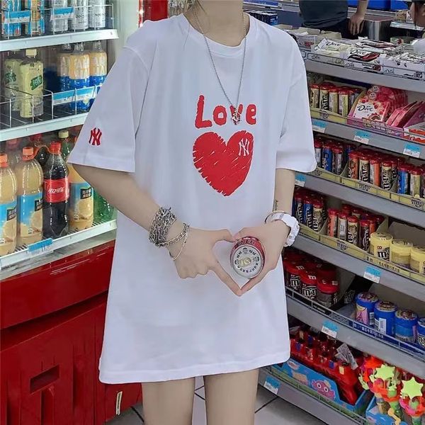 

summer men's and women's round neck loose casual t-shirt, White