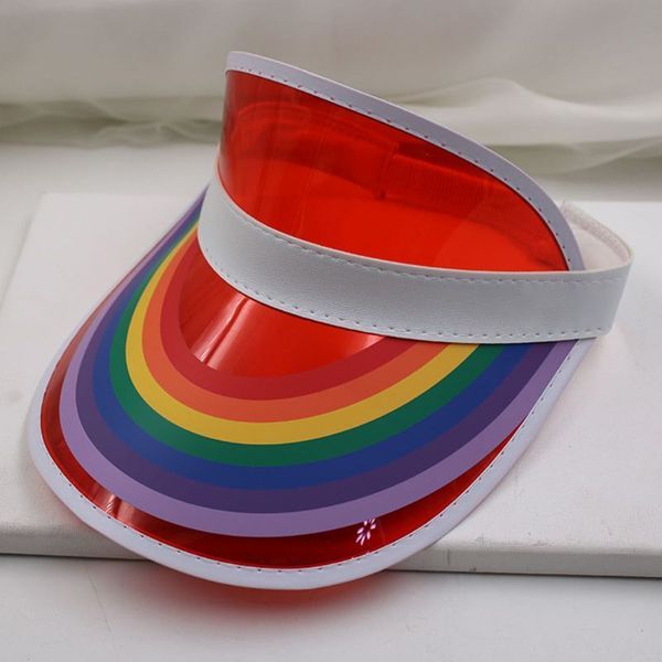 

ball cap men summer plastic sun visor hat rainbow bridge print empty transparent uv protection hip hop tennis elastic 230407, Blue;gray