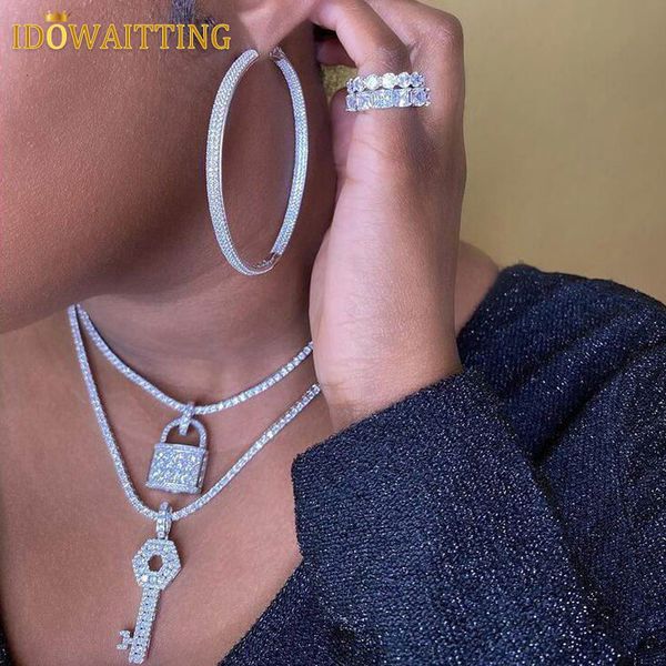 

hoop huggie 2023 summer fashion loop earring round circle micro pave cubic zirconia 50mm big earrings jewelry for women party wedding 230406, Golden;silver