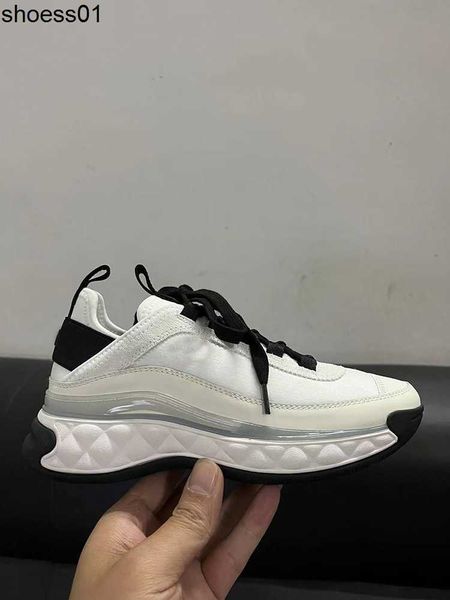 

channel air cushion casual sports shoes lightweight thick sole elevated dad's shoes cross strap black and white panda shoes