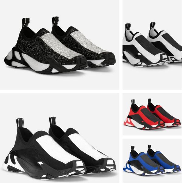 

brand fast men sneakers shoes stretch mesh sorrento rhinestones slip-on ultra-light sole knit sock crystal runner sports men comfort trainer, Black