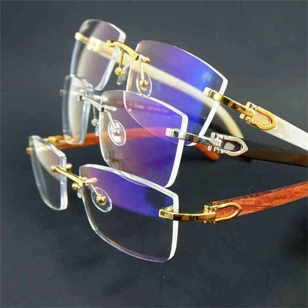 

2023 designer glasses new square clear men wood luxury designer frames vintage rimless transparent glasses buffs eyewear, White;black