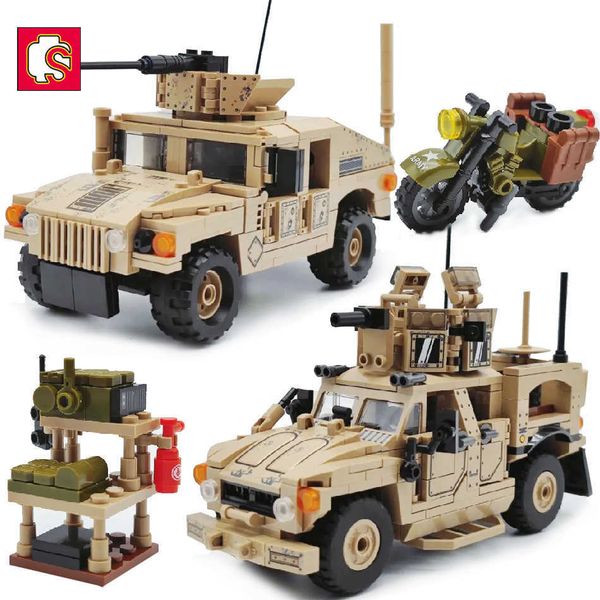 

kits sembo military mine resistant ambush protected vehicle model building blocks army soldiers weapon city bricks toys for children p230407
