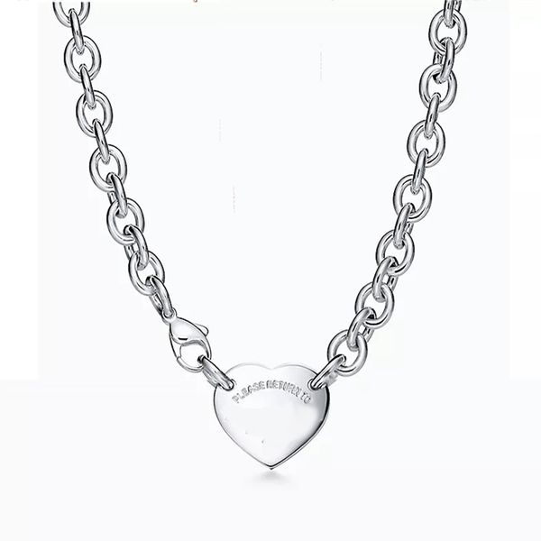 

luxury designer 19mm heart necklace women stainless steel fashion chain jewelry gift for girlfriend christmas valentine day wholesale, Silver