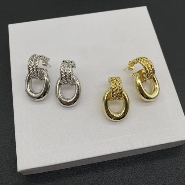 

charm gold and silver two-color ring pendant casual earrings, Golden