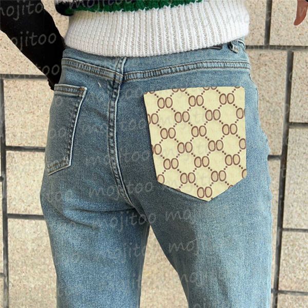 

womens jeans high waist designer capris pants women casual pant back pocket letter print trousers''gg'', Black