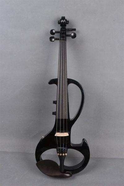 

yinfente black 4/4 electric silent violin solid wood case nice tone #ev6