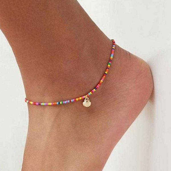 

anklets bohemia colorful beads anklet women summer bracelet on the leg multicolor ankle bracelet cheville chain foot jewelry enkelband aa230, Red;blue