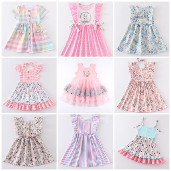 

girls dresses girlymax easter spring plaid tutu dress stripe boutique clothes knee length 230406, Red;yellow