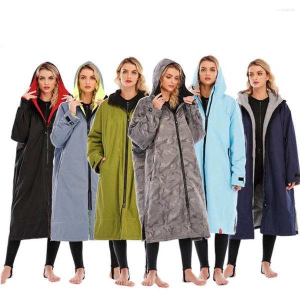 

hoodies womens jacket designer jacket down waterproof Surf Changing Robe Outdoor Surfing Pool Coat Lamb Wool Jacket Hooded Cloak Beach ing Anorak Raincoat Unisex, Green