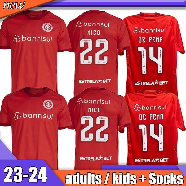 

2023 2024 sc internacional mauricio soccer jerseys de pena luiz adriano camisa sport club alan patrick wanderson nico home football shirts m, Black;yellow