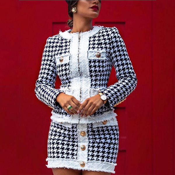 

two piece dress spring two piece women's unique hound stone casual jacket coatgold button mini women's office jacket set knitted w, White