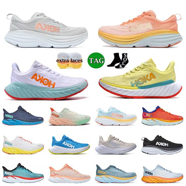 

authentic hoka one running shoes for men women hokas shoe bondi 8 harbor mist lunar rock shell coral peach parfait carbon x2 clifton 8 train