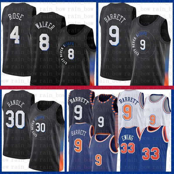 

derrick rose rj barrett basketball''nba''jerseys 4 9 kemba walker julius randle jersey patrick ewing mens shirts s-xxl 8, Black;red