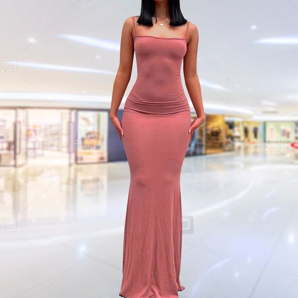 

casual dresses fashion women dresses sleeveless bodycon backless long maxi pure slim down honey peach hip suspender party dress 230406, Black;gray