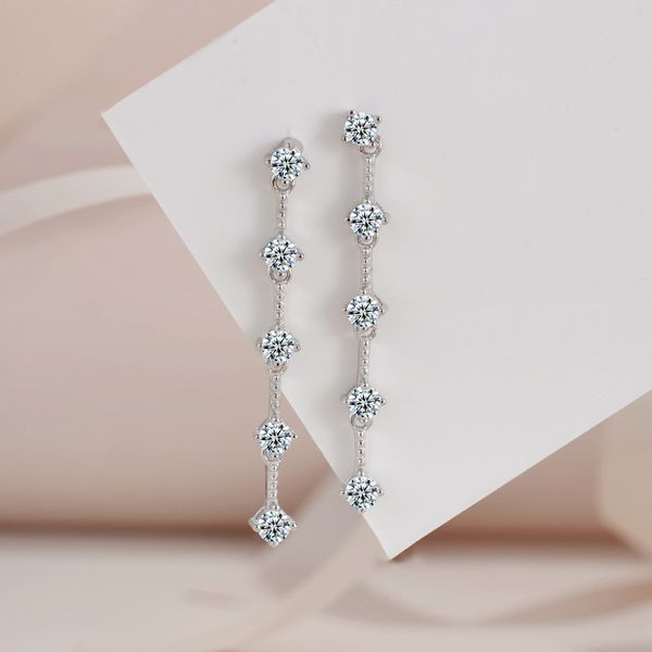 

women charming earrings 925 sterling silver bling round moissanite diamond earrings studs for girls women nice gift, Golden;silver