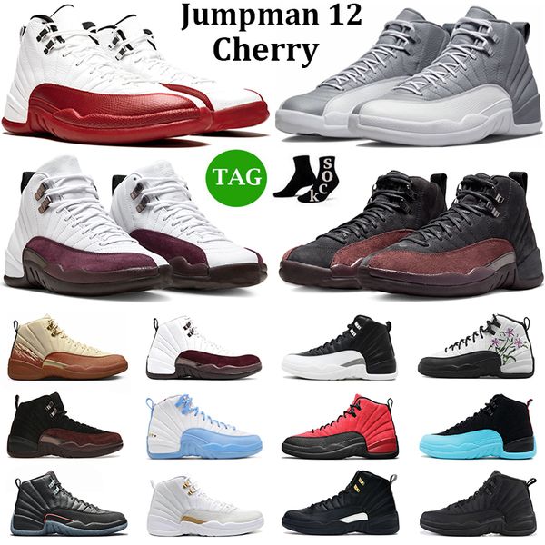 

cherry 12s jumpman 12 men basketball shoes 12s stealth a ma maniere white black utility black taxi university gold mens trainers sports snea