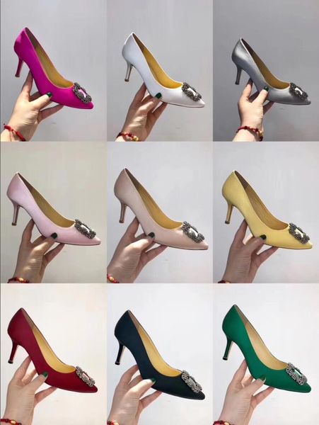 

designer luxury dress shoes 2021 drill buckle womens high heels fashion party pointed toes 3cm wedding naked black shine sizes 35-42 ing
