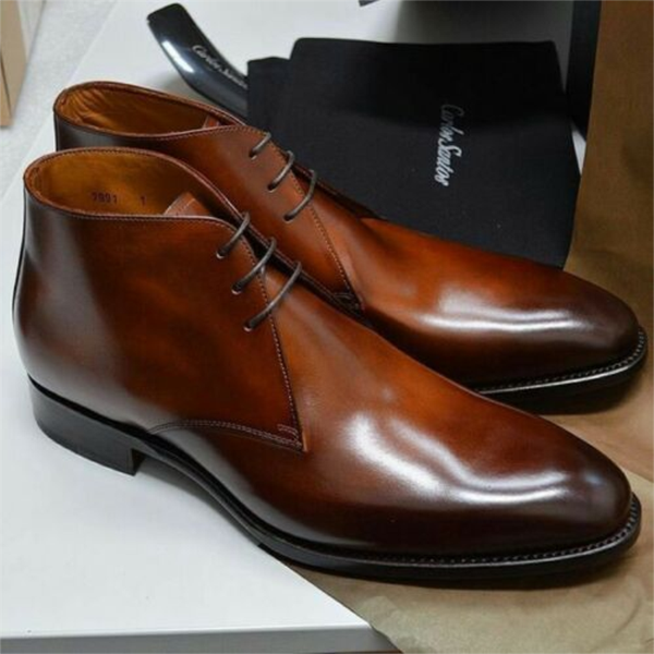 

ankle boots for men classic business casual party daily pu solid color simple wingtip lace-up brown black men boots