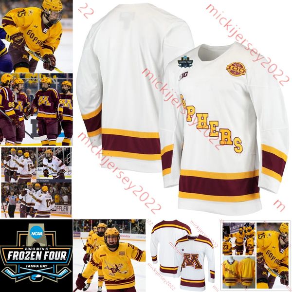 

mike koster minnesota hockey 23 frozen four jersey cal thomas aaron huglen connor kurth garrett pinoniemi colin schmidt brody lamb minnesota, Black