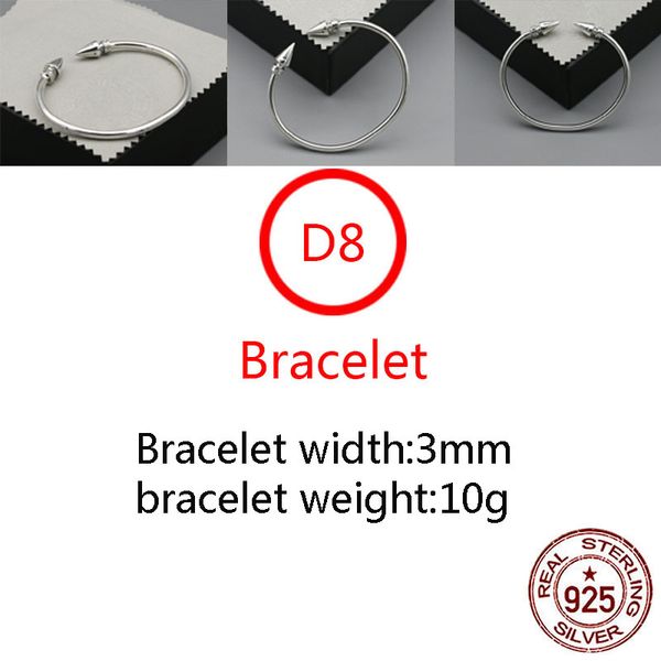 

d8 s925 sterling silver bangle bracelet hip hop street fashion couple jewelry personalized punk style retro willow pin cross flower shape gi, Black