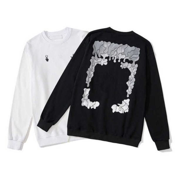 

luxury offs men's sweatshirts brand women hoodies sweater designers high street men arrow back printing round neck pullover sweatshirt, Black