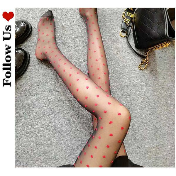 

5 pc socks lolita ins tights women fashion 2021 brand designer love black silk breathable pantyhose g red hollow out heart stockings z0407, Red;black