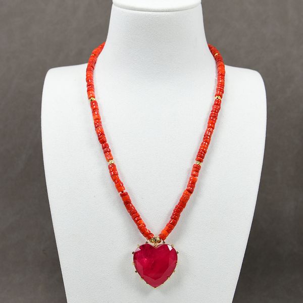 

beaded pendant necklaces om wheel orange coral gems stone necklace red crystal heart shape pendant charm choker necklace pendant jewelry gif, Silver