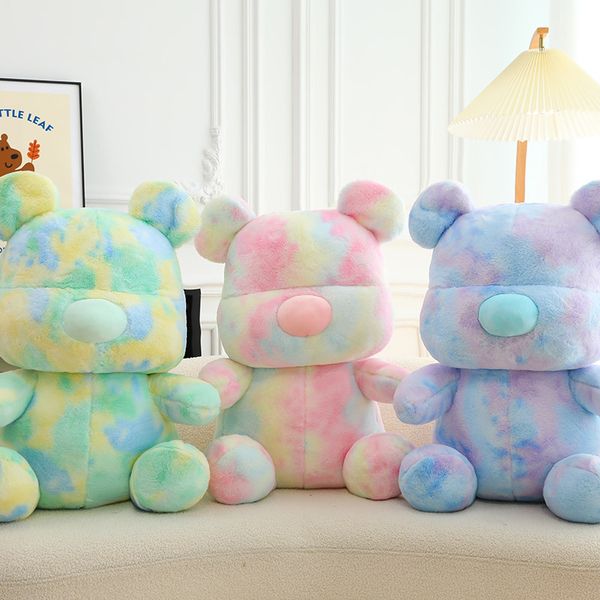 

cartoon colorful bear plush toys tie dyed teddy bear doll children's birthday gift wholesale