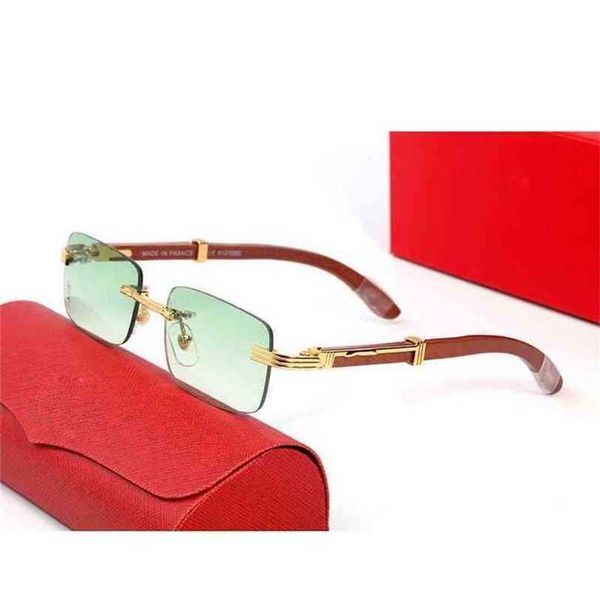 

2023 designer glasses pawes nieuwe mannen randloze bril frame houten frameloze vierkante zonnebril optische bijziendheid clear frames factor, White;black