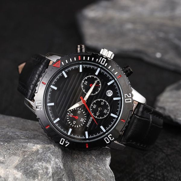 

fashion stainless steel quartz man leather watch japan movement watch black wristwatches life waterproof brand male clock 297l, Slivery;brown